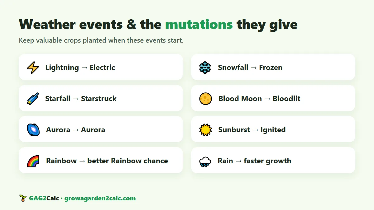 Grow a Garden 2 weather events and the mutation each one gives